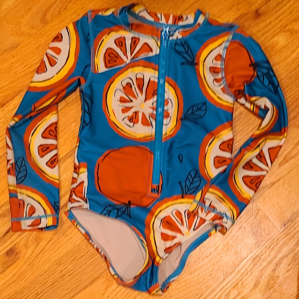 Tea Collection Blue and Orange Rashguard with Citrus Print